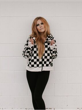 Checkerboard Bomber Jacket - Black & White